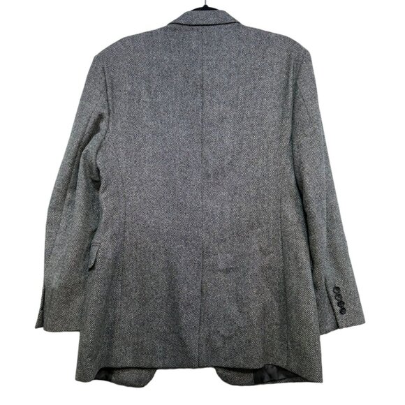 Stafford Mens Herringbone Wool Blazer Jacket Size 40R Gray Classic Academia - Picture 12 of 15